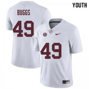NCAA Youth Alabama Crimson Tide #49 Isaiah Buggs Stitched College Nike Authentic White Football Jersey FB17W40UG